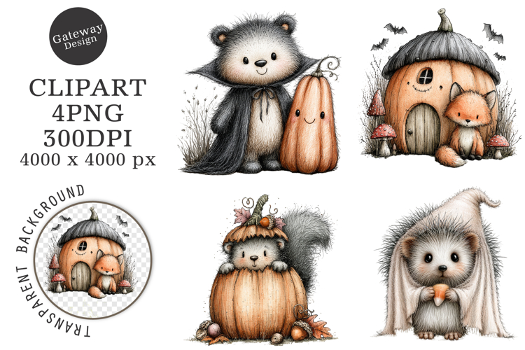 Whimsical Woodland Halloween Clipart