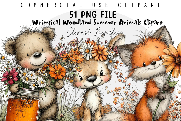 Whimsical Woodland Summer Animals Clipart