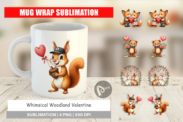 Woodland Valentine Storybook Mug Wrap