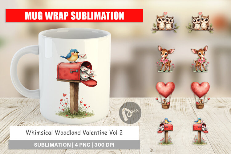 Woodland Valentine Storybook Mug Wrap example image 1
