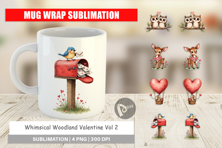 Woodland Valentine Storybook Mug Wrap