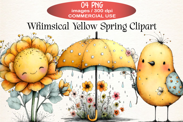 Whimsical Yellow Spring Clipart