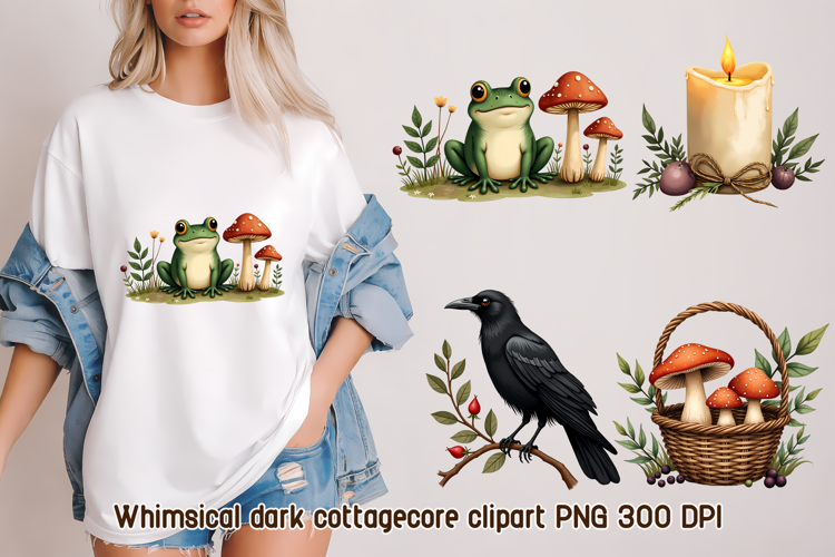 Whimsical Dark Cottagecore Clipart PNG