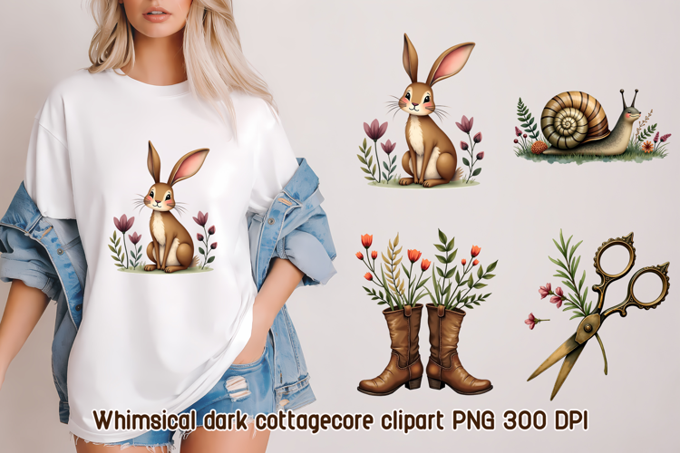 Whimsical Cottagecore Animals Clipart PNG