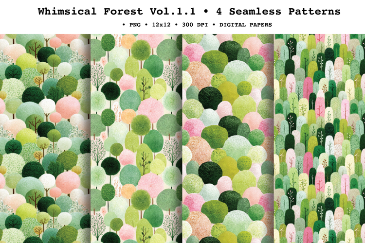 Whimsical Forest Seamless Pattern Vol.1.1 - 4 PNG