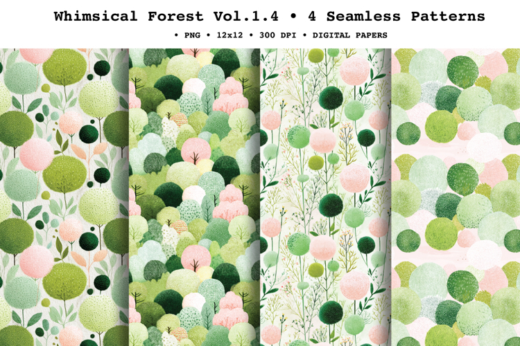 Whimsical Forest Seamless Pattern Vol.1.4 - 4 PNG