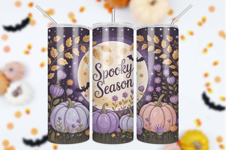 Whimsigoth Moonlit Garden Halloween Skinny Tumbler Wrap