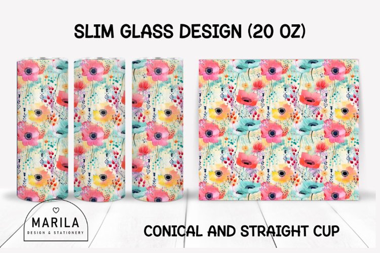 Whimsy Flowers Skinny Tumbler sublimation designs #1