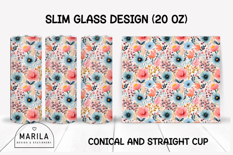 Whimsy Flowers Skinny Tumbler sublimation designs #2 example image 1