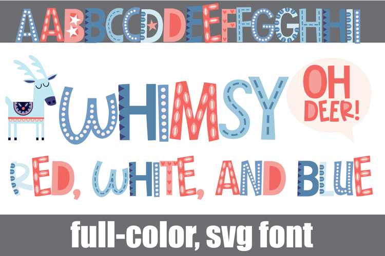 Whimsy Red White and Blue Too Color Font example image 1