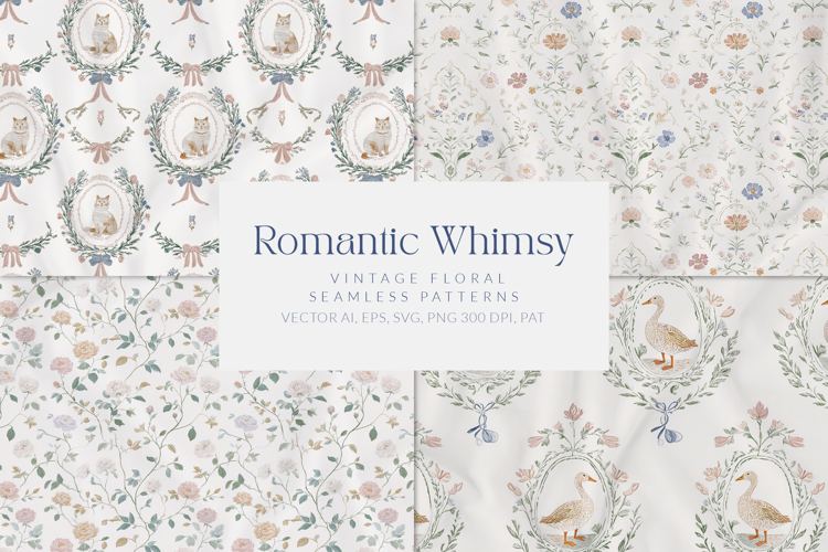 Romantic Whimsy Seamless Patterns
