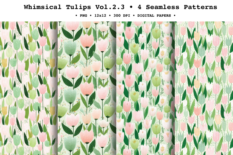 Whimsical Tulips Seamless Pattern Vol.2.3 - 4 PNG