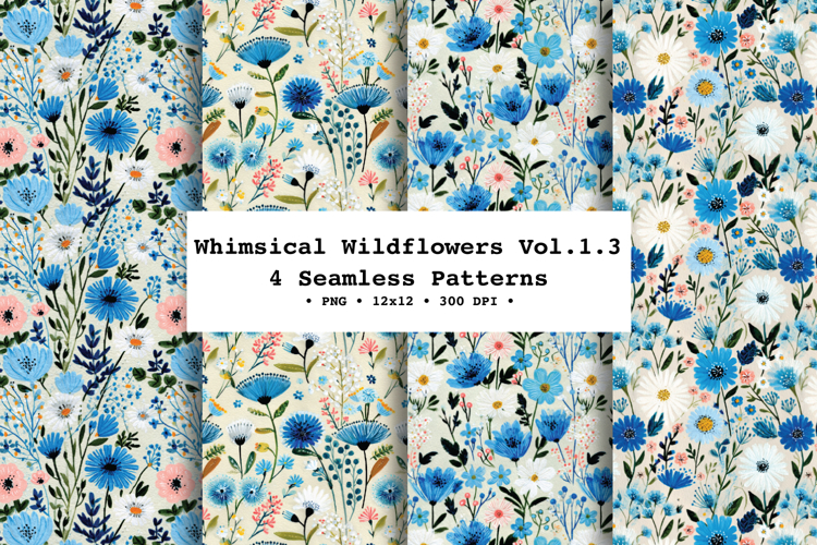 Whimsical Wildflowers Seamless Pattern Vol.1.3 - 4 PNG
