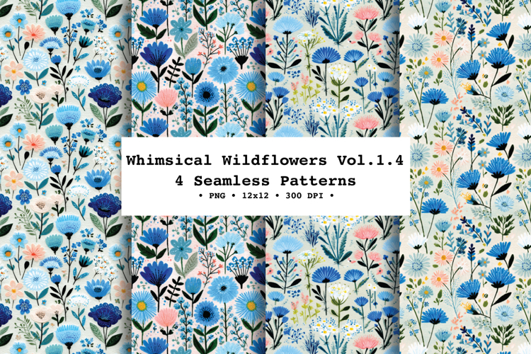 Whimsical Wildflowers Seamless Pattern Vol.1.4 - 4 PNG