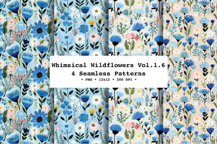 Whimsical Wildflowers Seamless Pattern Vol.1.6 - 4 PNG