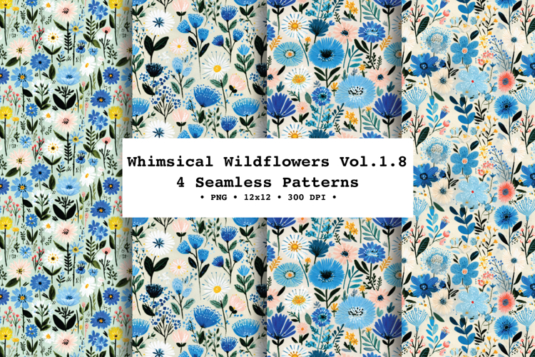 Whimsical Wildflowers Seamless Pattern Vol.1.8 - 4 PNG