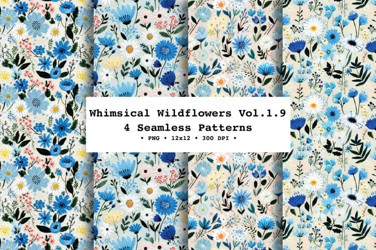 Whimsical Wildflowers Seamless Pattern Vol.1.9 - 4 PNG