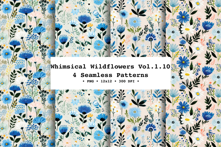 Whimsical Wildflowers Seamless Pattern Vol.1.10 - 4 PNG