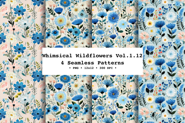 Whimsical Wildflowers Seamless Pattern Vol.1.12 - 4 PNG