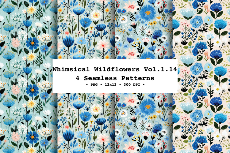Whimsical Wildflowers Seamless Pattern Vol.1.14 - 4 PNG