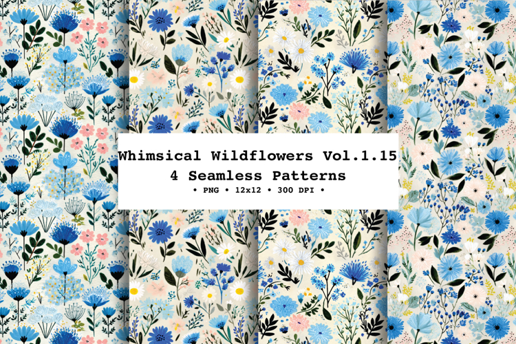 Whimsical Wildflowers Seamless Pattern Vol.1.15 - 4 PNG