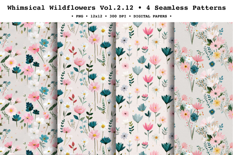 Whimsical Wildflowers Seamless Pattern Vol.2.12 - 4 PNG