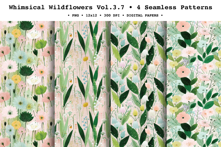 Whimsical Wildflowers Seamless Pattern Vol.3.7 - 4 PNG