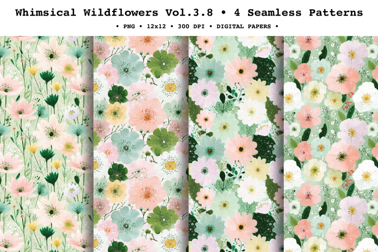 Whimsical Wildflowers Seamless Pattern Vol.3.8 - 4 PNG