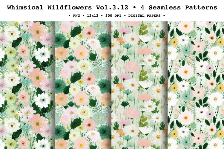 Whimsical Wildflowers Seamless Pattern Vol.3.12 - 4 PNG