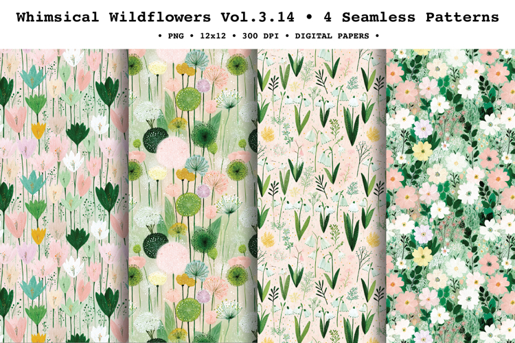 Whimsical Wildflowers Seamless Pattern Vol.3.14 - 4 PNG