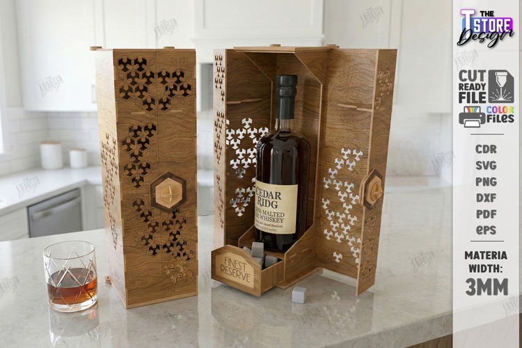 Whiskey Gift Box Laser Cut | Whiskey Vintage Box | Mens SVG