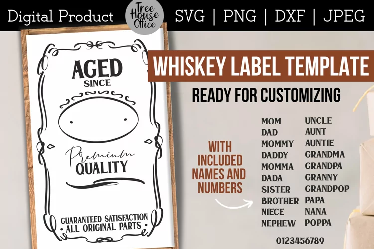 Whiskey Label Template SVG, Blank Whiskey Label Birthday SVG
