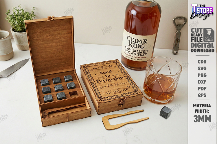 Whiskey Stones Storage Box Laser Cut | Whiskey Accessories