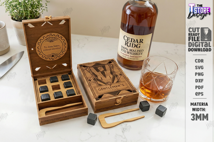 Whiskey Stones Storage Box Laser Cut | Whiskey Accessories