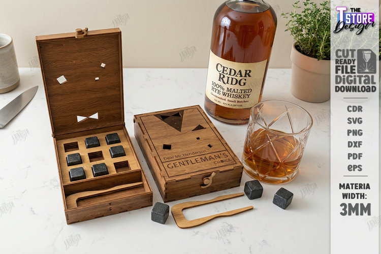 Whiskey Stones Storage Box Laser Cut | Whiskey Accessories
