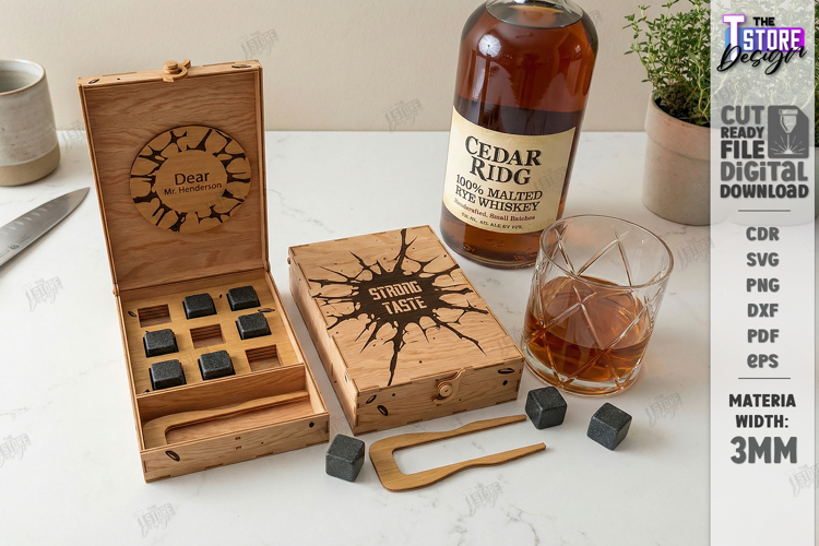 Whiskey Stones Storage Box Laser Cut | Whiskey Accessories