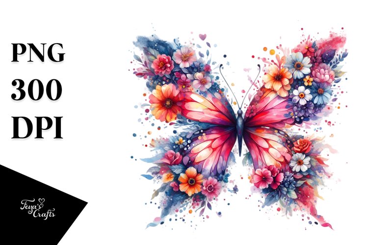 Vibrant Butterfly made of Flowers | Sublimation | Clipart