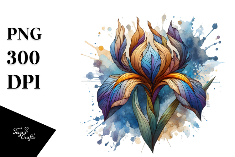 Abstract Wooden Iris | Watercolor Splash Clipart