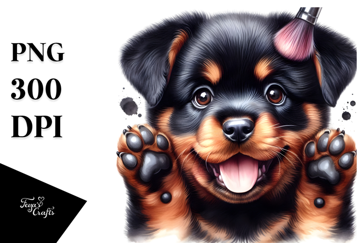 Watercolor Baby Rottweiler PNG