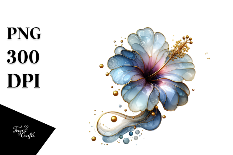 Abstract -Like Hibiscus with Golden Insertions PNG