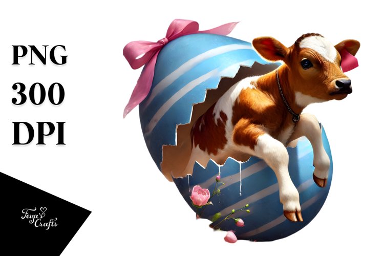Cute Baby Cow Easter Egg PNG