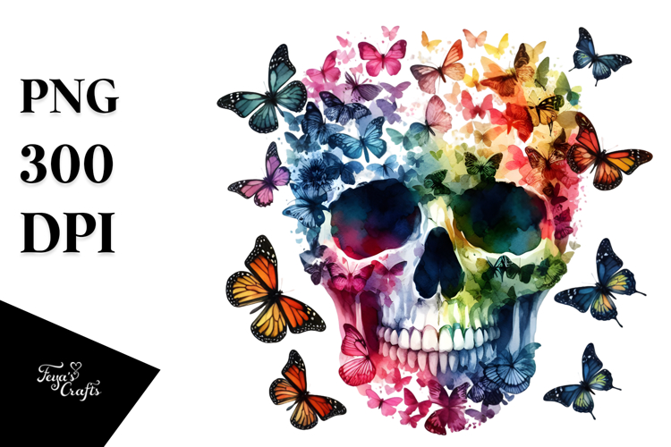 Colorful Painting with Butterfly Silhouettes PNG