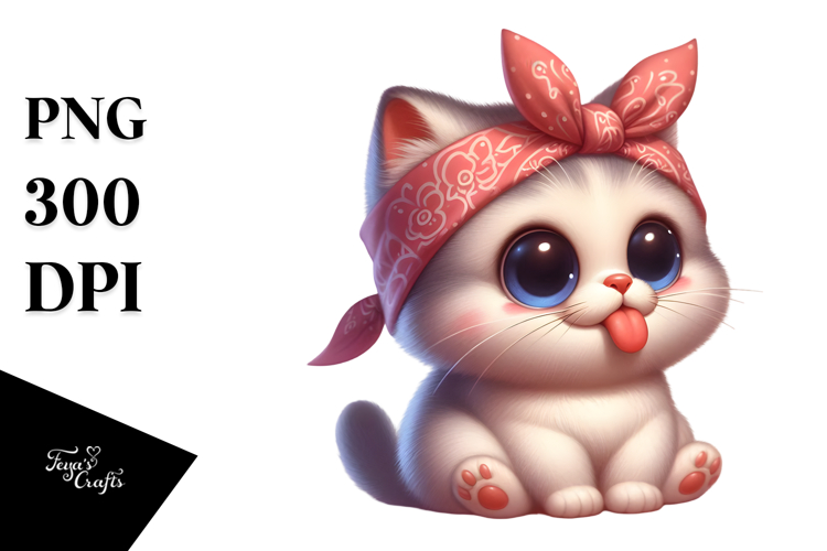 Whimsical Cartoon Kitten PNG