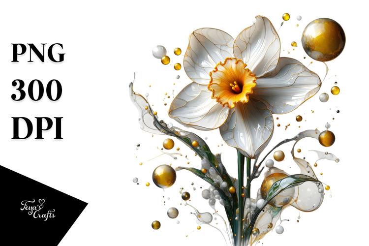 Glossy Narcissus with Golden Insertions PNG