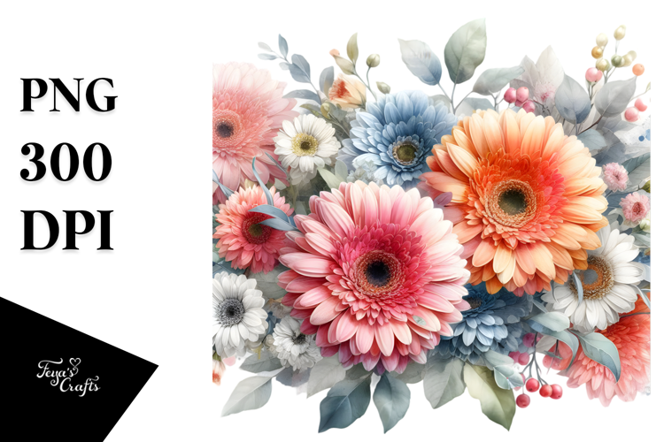 Colorful Watercolor Gerbera PNG