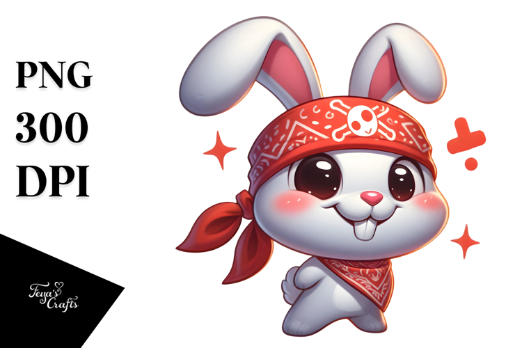 Ridiculously Cute Bunny with Bandana, Animated PNG