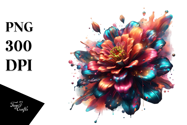 Abstract Watercolor Zinnia