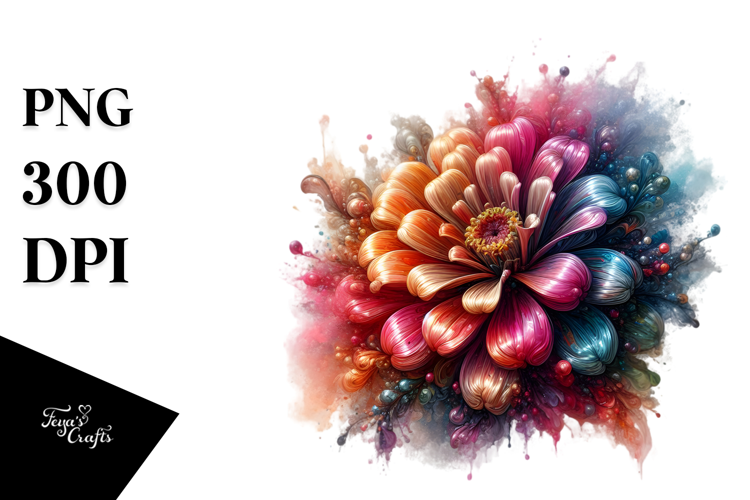 Abstract Watercolor Zinnia