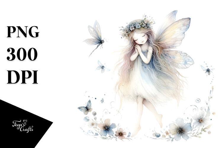 Washed Watercolor Whimsical Fairy example image 1