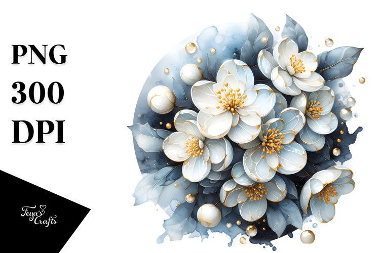 Glossy Jasmine with Golden Insertions PNG